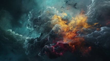 Wall Mural - a close-up shot of a colorful nebula, with stars and gas clouds shining brightly in the background -