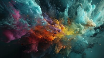 Wall Mural - a close-up shot of a colorful nebula, with stars and gas clouds shining brightly in the background -