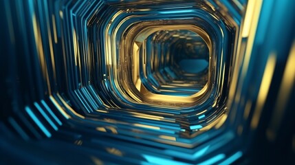 Aufkleber - Yellow gold blue abstract background, metaverse and technology, laser and geometric theme abstract background. Generative ai