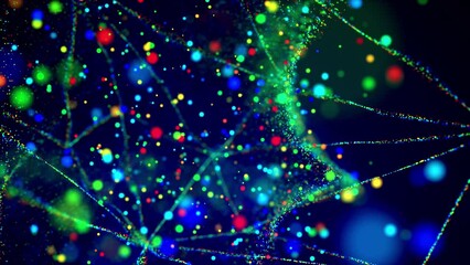 Wall Mural - awesome bg with magic particles float in liquid, bokeh effects, dof. glowing multi-colored particles