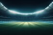Photo of a soccer stadium at night. The stadium was made in 3d without using existing references. created with Generative AI technology