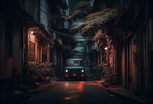 Dark And Terrible Streets Of The Magical And Unknown World AI. Generative AI