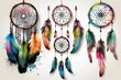Colorful Display of Dream Catchers Hanging on a Wall. Generative AI