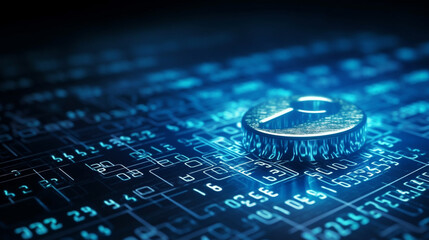  illustration of binary code and key. concept of cyber security.generative ai
