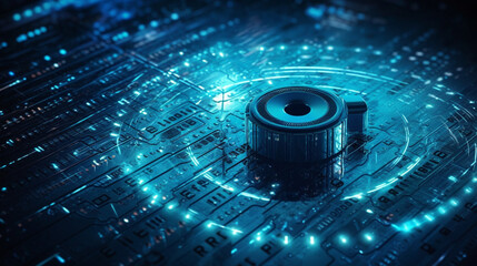  illustration of binary code and key. concept of cyber security.generative ai