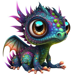 Wall Mural - cute baby dragon isolated, generated with ai