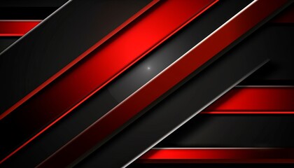 Sticker - High contrast red and black glossy stripes. Abstract tech graphic banner design. Generative ai