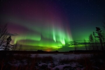 aurora over the night sky on the hill