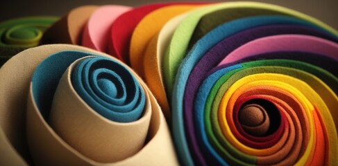 Wall Mural - view of felt fabric rainbow pieces generative ai