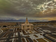 Saratoga Springs LDS Temples at sunset - aerial view