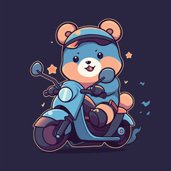  Bear on a motorcycle cartoon character