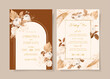 © aestheticpixele - set of wedding invitation card template with dry rose flowers and leaves decoration