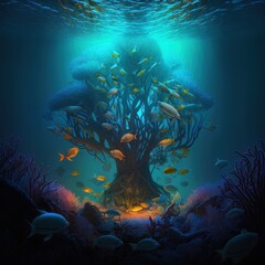 Wall Mural - Underwater Coral Tree