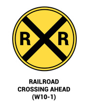 Manual On Uniform Traffic Control Device ( MUTCD ) RAIL ROAD CROSSING AHEAD , United States Road Symbol Sign With Description 