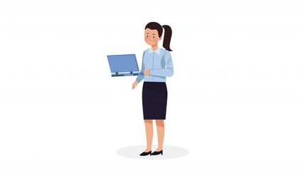 Sticker - elegant businesswoman using laptop animation