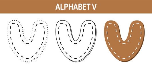 Canvas Print - Alphabet V tracing and coloring worksheet for kids