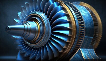 Wall Mural - blue electronic turbine metal generative ai