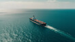 © Ployker - freight cargo ship on the sea, aerial view - Generative AI