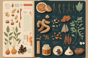 Wall Mural - Flat style traditional Chinese medicine AI generation