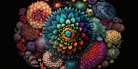 Wall Mural - colorful blossoms seen from above. generative ai