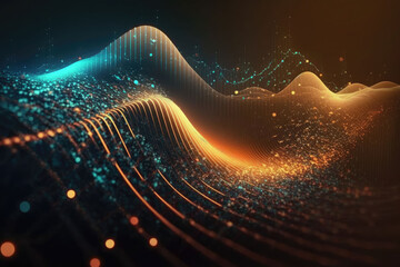 Big data information flow pattern background, AI generated