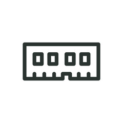 Random access memory isolated icon, RAM memory for desktop computer vector icon with editable stroke