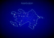 © mapsandphotos - Azerbaijan concept map with glowing cities and network covering the country, map of Azerbaijan suitable for technology or innovation or internet concepts.