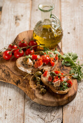 Poster - italian bruschetta with swordfish caper and oregano