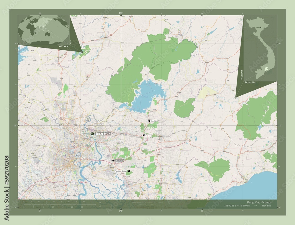 Ong Nai Vietnam Osm Labelled Points Of Cities Stock Illustration
