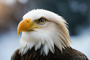 Wall Mural - Generative AI image of the bald eagle, one of animal that has been listed under the endangered species.