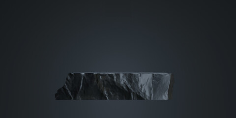 Wall Mural - black stone podium, 3d product display stand on black background. 3d rendering illustration