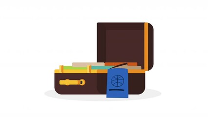 Poster - suitcase and passport travel equipment animation