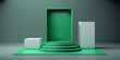 © degungpranasiwi - Realistic 3D green theme podium for product display. Created with Generative AI Technology