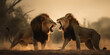 zwei brüllende Löwen bereit zum Kampf, generative AI