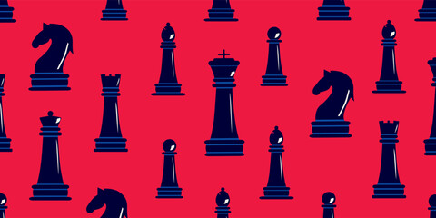 Set of chess pieces pattern in trendy style.