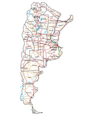 Wall Mural - Argentina road and highway map. Vector illustration.