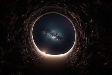 Wall Mural - person, exploring the outer edges of black hole's event horizon, with stars in the background, creat