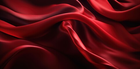 Red satin wavy cloth abstract background. Generative ai