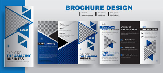 Wall Mural - Corporate Tri Fold Brochure Template Design, Business Marketing brochure design, Amazing business planning, help grow your business, Advertisement Tri Fold Brochure template design, 