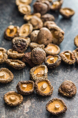 Wall Mural - Dried shiitake mushrooms on kitchen table.