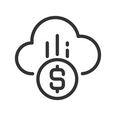 Poster - Cloud payment pixel perfect linear icon. E-payment adoption. Financial transactions via Internet. Thin line illustration. Contour symbol. Vector outline drawing. Editable stroke. Arial font used