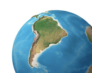 Canvas Print - high resolution satellite view of planet earth, focused on south america, amazon rainforest, andes c