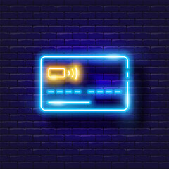 Wall Mural - Credit card vector neon icon. Finance, money and online banking glowing sign.