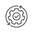 Automation pixel perfect linear icon. Manufacturing process. Boost efficiency. Replacing manual labor. Thin line illustration. Contour symbol. Vector outline drawing. Editable stroke. Arial font used