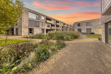 modern houses with communal garden in the netherlands