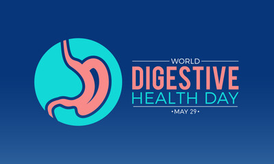 Vector illustration of world digestive health day on 29th may. Stomach health awareness campaign banner.