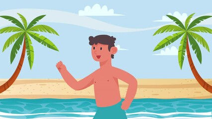 Sticker - tourist man wearing swimsuit animation