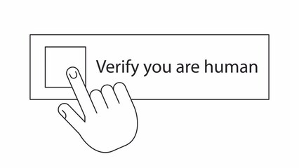 Wall Mural - captcha verification bw animation. animated please verify pop up 2d flat monochromatic thin line otp