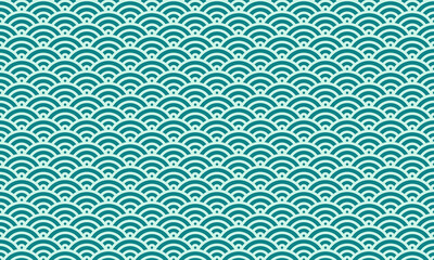 Wall Mural - Green wave seamless pattern. Vector Repeating Textures.