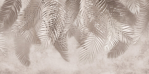 wallpaper leaves of palm trees. Image for photo wallpapers. Background with palm leaves.